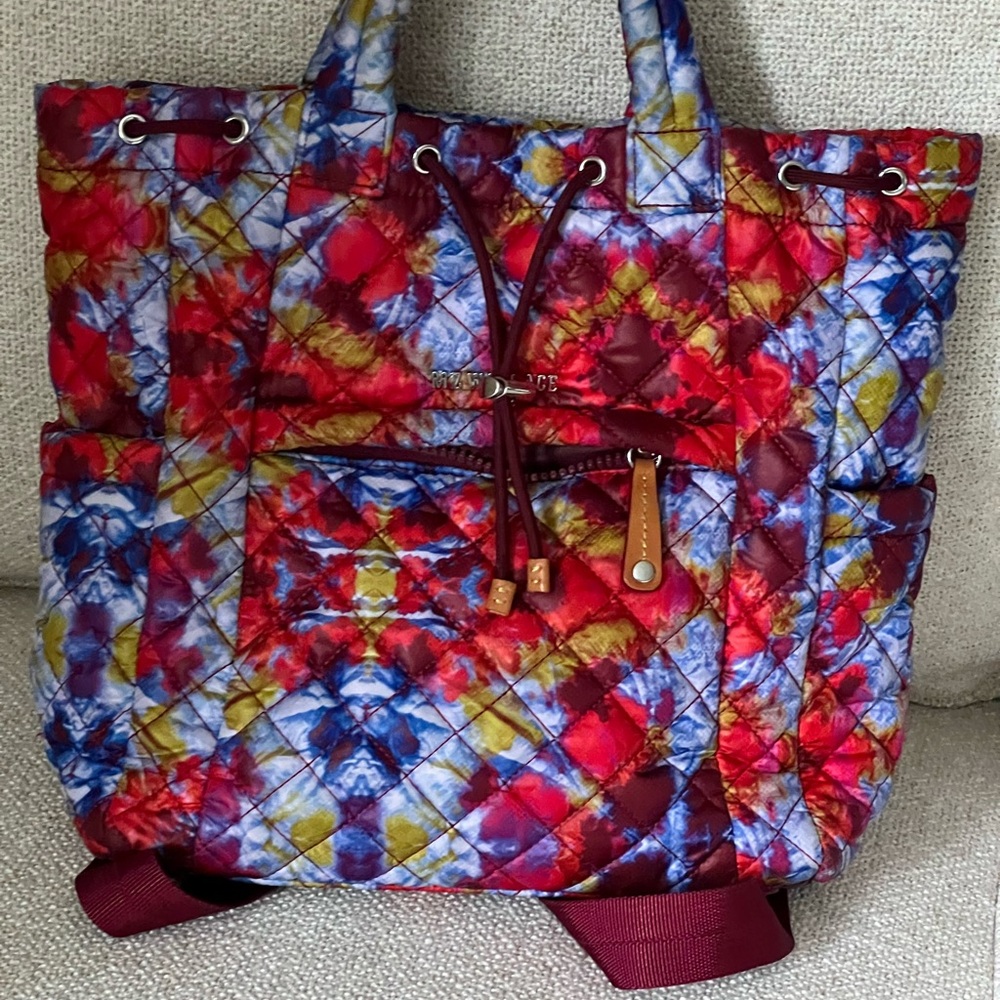 MZ Wallace Red and Blue Quilted Backpack - Picture 8 of 12